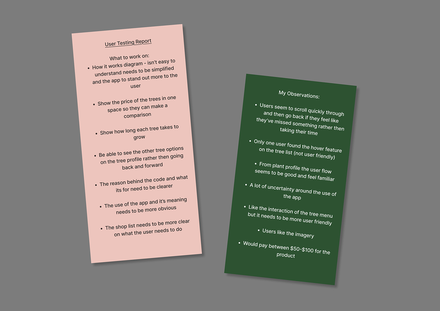 User testing process